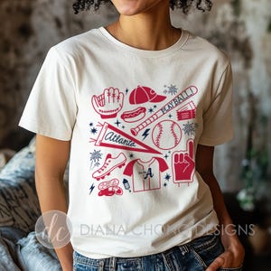 Atlanta Baseball T-Shirt: 100% Cotton Unisex Graphic Tees | White, Beige, Blue Apparel for Braves Game Day
