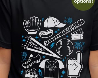 Miami Baseball Kids Shirt Children Sports Fan Gift Vintage Baseball Lover Tee for Boys and Girls Ballpark Apparel Youth Baseball Team Top