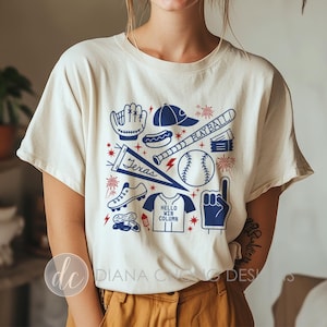 Texas Baseball T-shirt: uniseks witte, beige en blauwe kleding voor Rangers Game Day