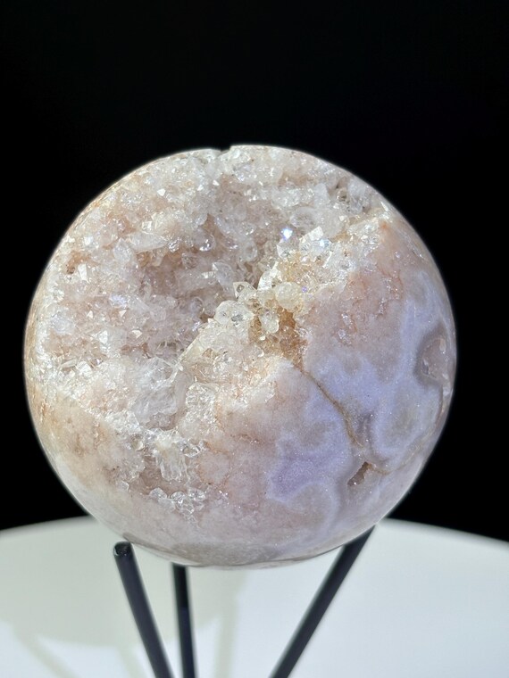 Druzy Pink Amethyst Crystal Sphere with Stand - Brazilian Home Decor