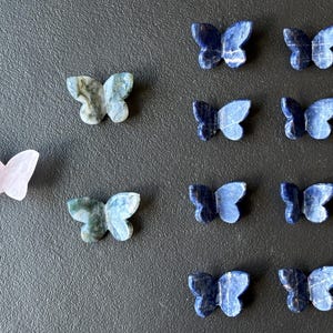 3D Butterfly Crystal Carving - Rose Quartz - Green Moss Agate - Sodalite - Natural Hand Carved