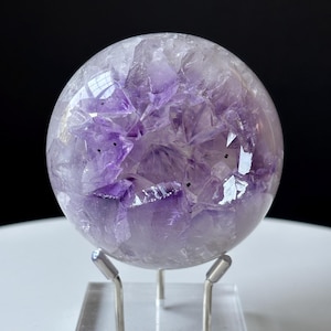 High Quality Brazilian Amethyst Stone Crystal Sphere - Natural Cluster Druzy Sphere - Large Shiny Points - Home Decor