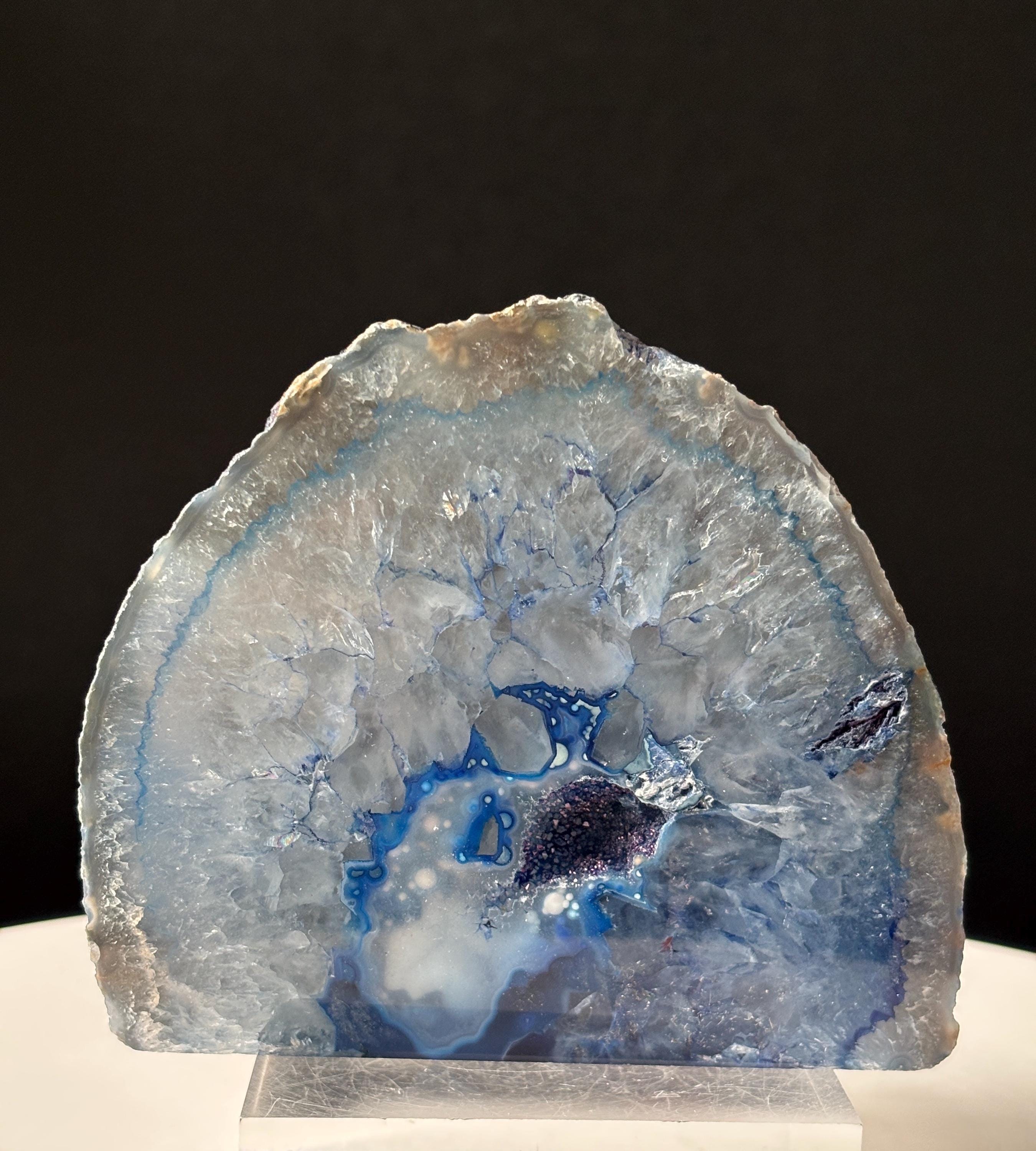 Dyed Blue Agate Geode: Hand Carved Crystal Home Decor - Etsy