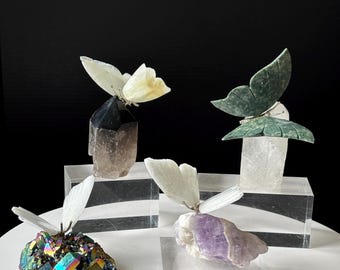 ファイアークォーツの蝶の彫刻：天然水晶の彫刻 - Etsy 日本