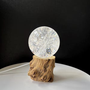 Organic Wood Tree Trunk Crystal Sphere Holder - Decorative Wood Sphere Stand