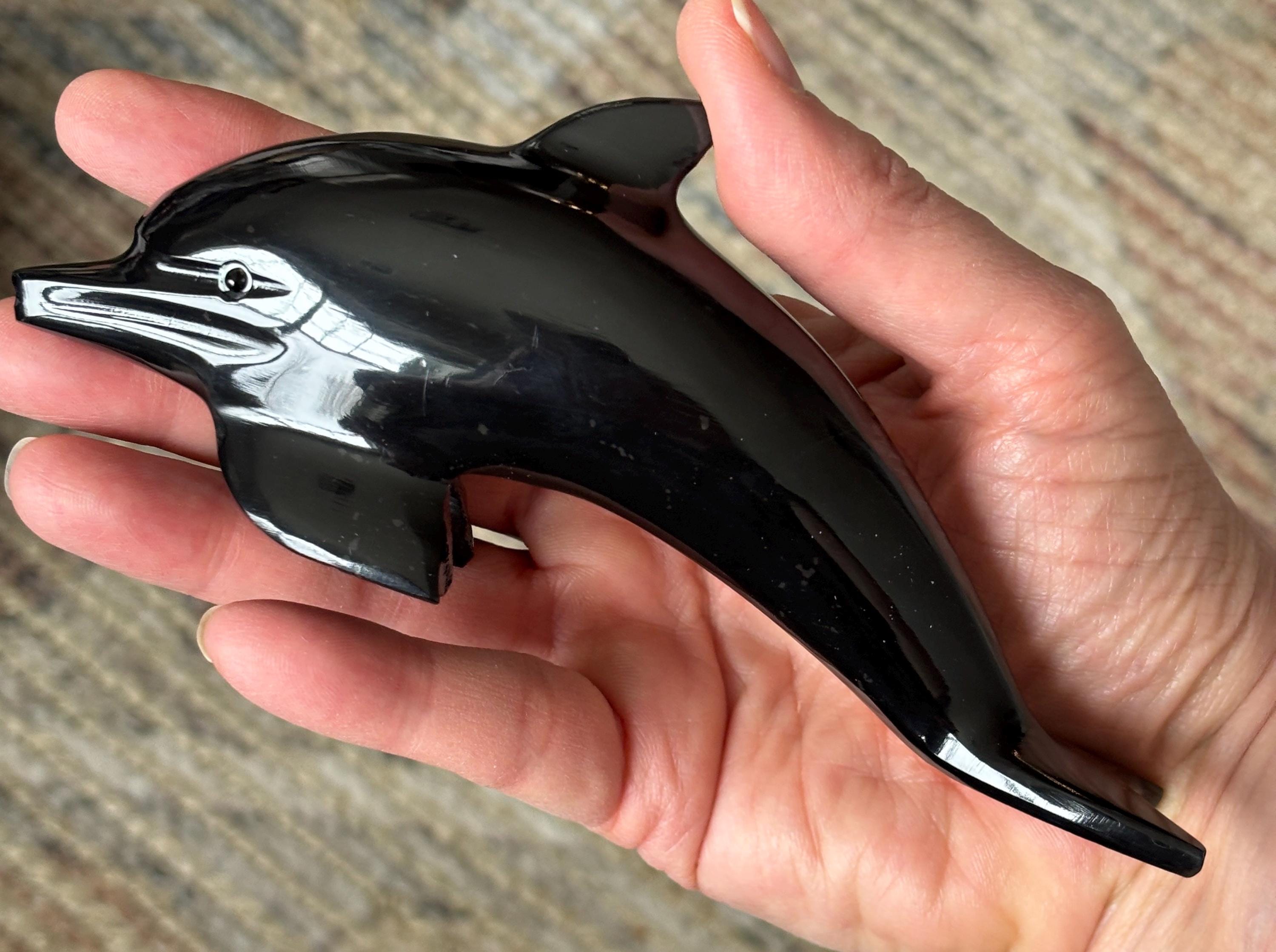 Dolphin様 オーダー中 Mexican Black Onyx Dolphin: Polished Hand Carved, Home Decor - Etsy
