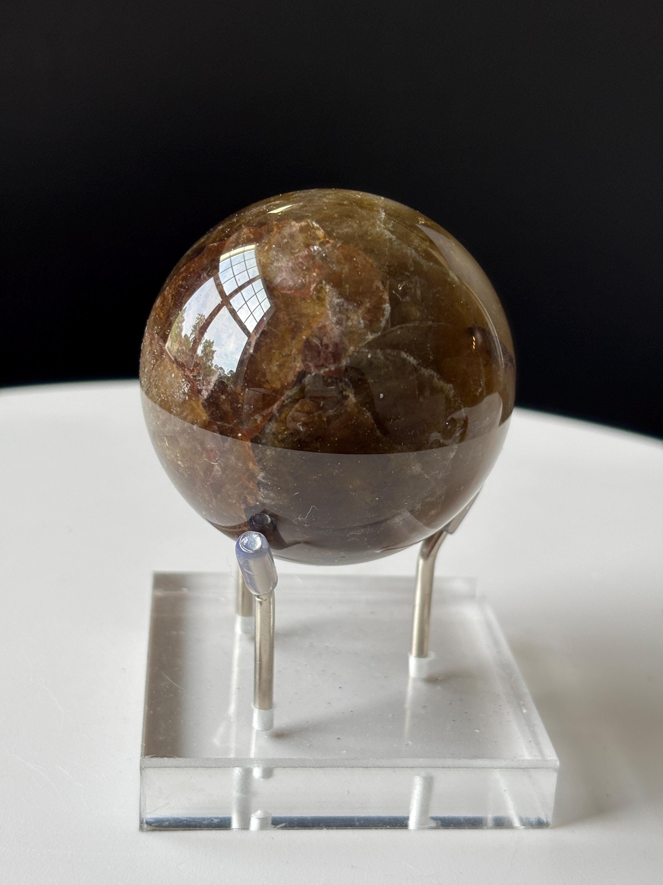 Unique Super Seven Crystal Sphere: Natural Hand Carved, Home Decor