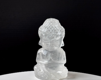 Baby Buddha Clear Quartz Crystal Carving - Home Decor - Spiritual Healing