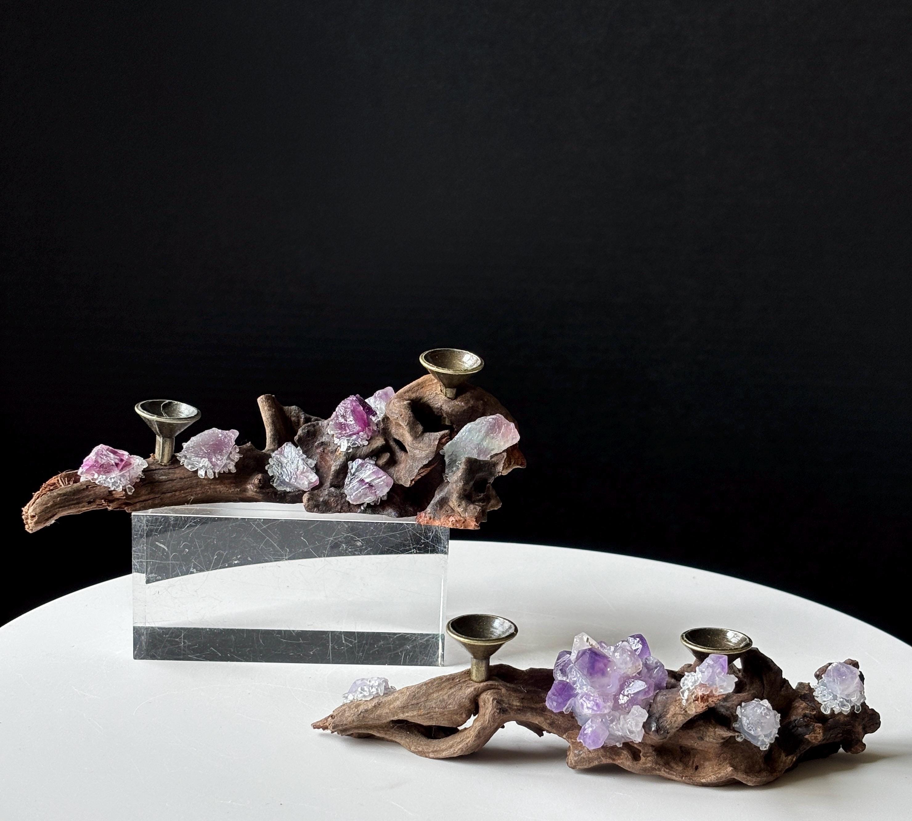 Amethyst and Drift Wood Crystal Sphere Holder - Decorative