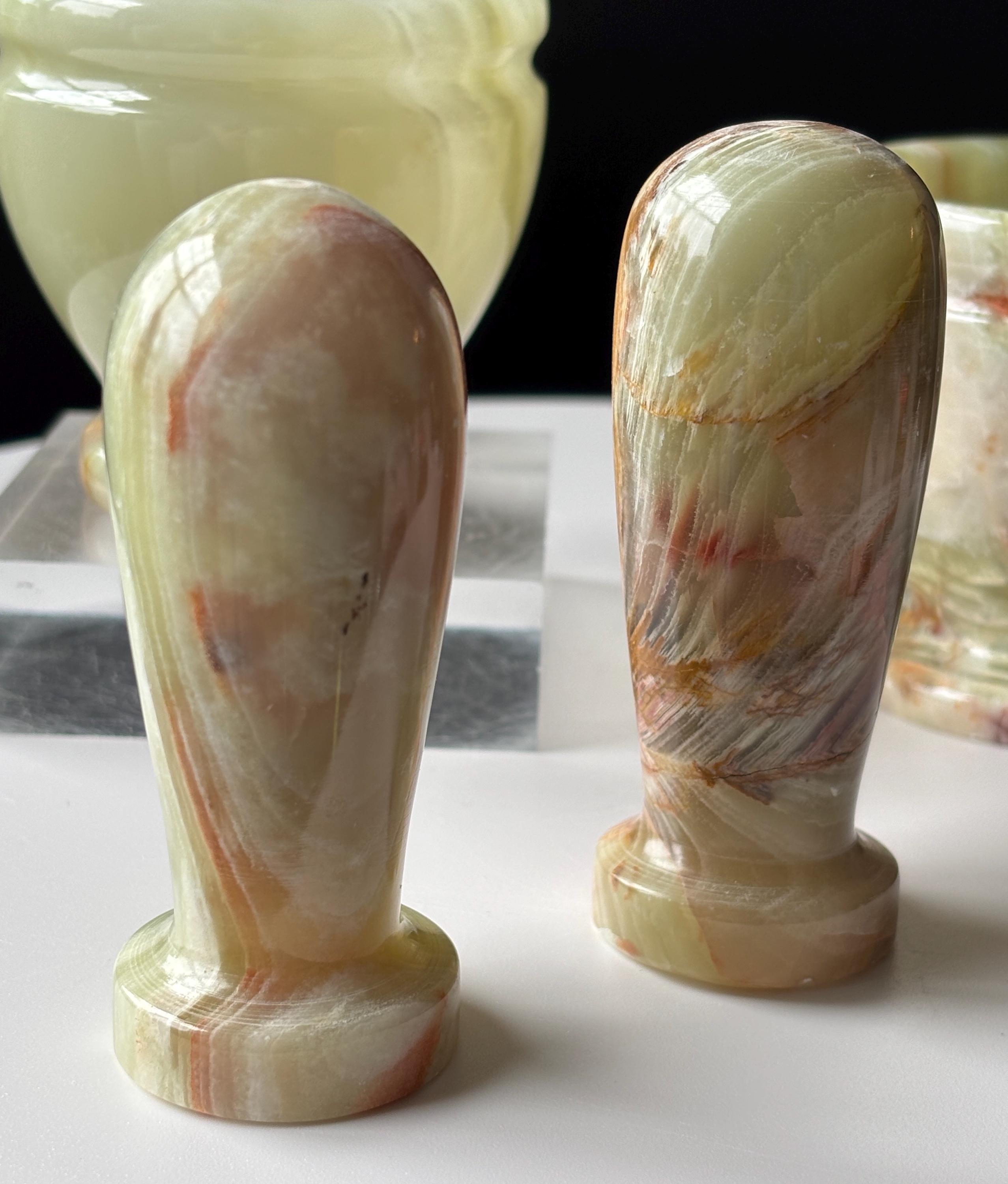 グリーンオニキスの乳鉢と乳棒セット：アフガニスタンのクリスタル製