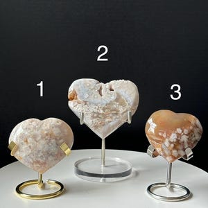 Druzy Flower Agate Heart Crystal Carving - Hand Carved