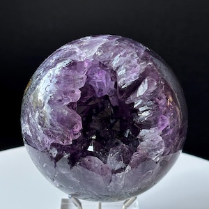 High Quality Deep Purple Uruguay Amethyst Stone Crystal Sphere - Natural Cluster Druzy Sphere - AAA Grade - Large Shiny Points - Home Decor