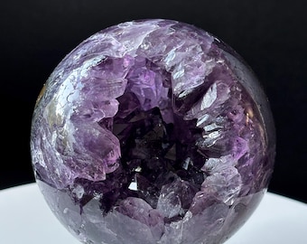 Deep Purple Amethyst Crystal Sphere: AAA Grade Druze Cluster