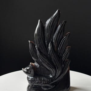 Ice Obsidian Nine Tailed Fox Crystal Carving - Natural Crystal