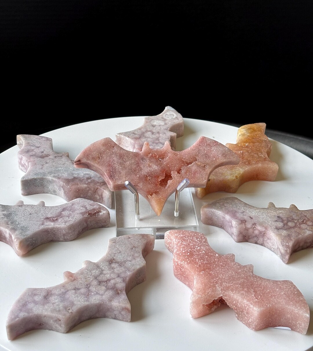 Pink Amethyst Bat Carving: Brazilian Druzy Crystal - Halloween Decor - Etsy