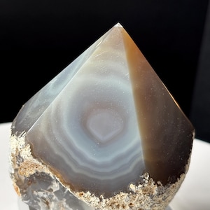 Banded Agate Geode: Half Polished Brazilian Crystal - Home Decor