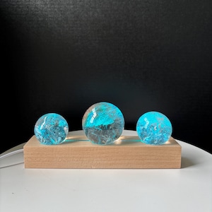 Wood and Light Crystal Triple Sphere Holder - Decorative Wood Sphere Stand - Light Stand - Night Light