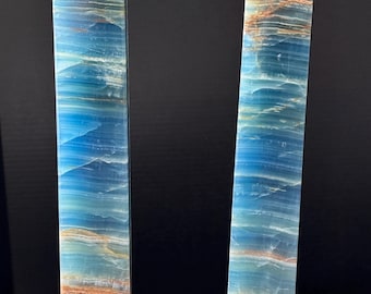 Blue Onyx Tower: Hand Carved Calcite Obelisk - Home Decor