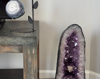 Brazilian Amethyst Cathedral with Calcite: Purple Geode Cave, 25kg, Home Decor