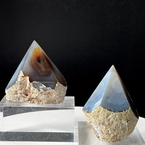 Banded Agate Geode: Half Polished Brazilian Crystal Point