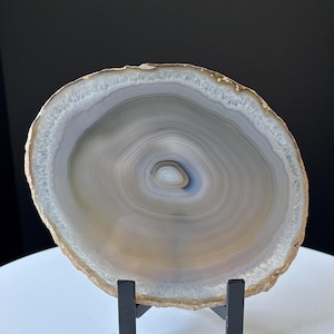 Brazilian Agate Slice: Polished Druzy Slab, Raw Edge Home Decor