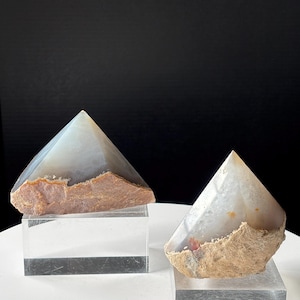 Banded Agate Geode: Half Polished Brazilian Agate Point - Home Decor