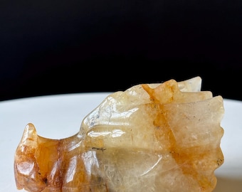 ローズクォーツの象の彫刻：天然ヒーリングクリスタル（1ポンド