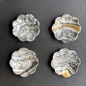 Natural Onyx Stone and Calcite Hand Carved Flower Dish - High Quality - Home Decor - Zebra Onyx Tray