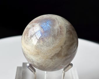 Blue Flash Moonstone Crystal Sphere - Natural and Hand Carved - Super Flashy - Home Decor - Crystal Ball