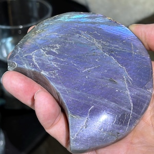High Quality Labradorite Moon Crystal Carving - Natural Hand Carved - Purple Blue Pink Red Yellow Flash