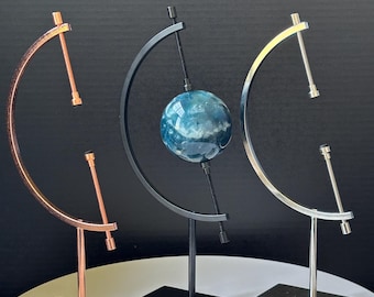 Globe Style Floating Crystal Sphere Holder - Decorative Sphere Stand - Black - Rose Gold - Silver