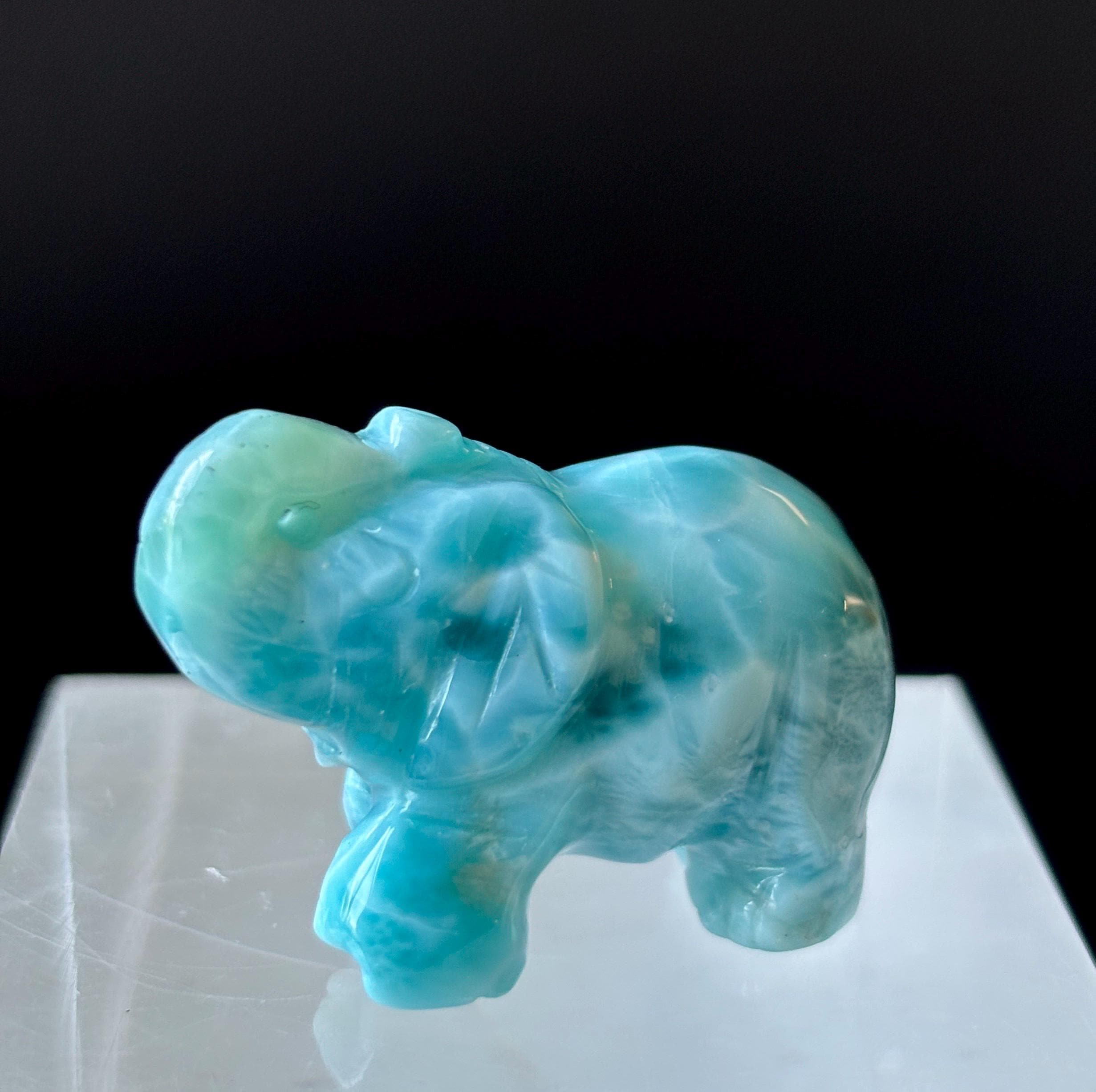 Larimar Elephant Carving: Dominican Blue Crystal Home Decor - Etsy
