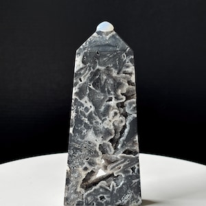 Hand Carved Druzy Sphalerite Tower: Natural Home Decor