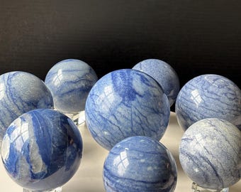 Esfera de cristal de aventurina azul - Natural y tallada a mano - Bola de cristal - Decoración del hogar