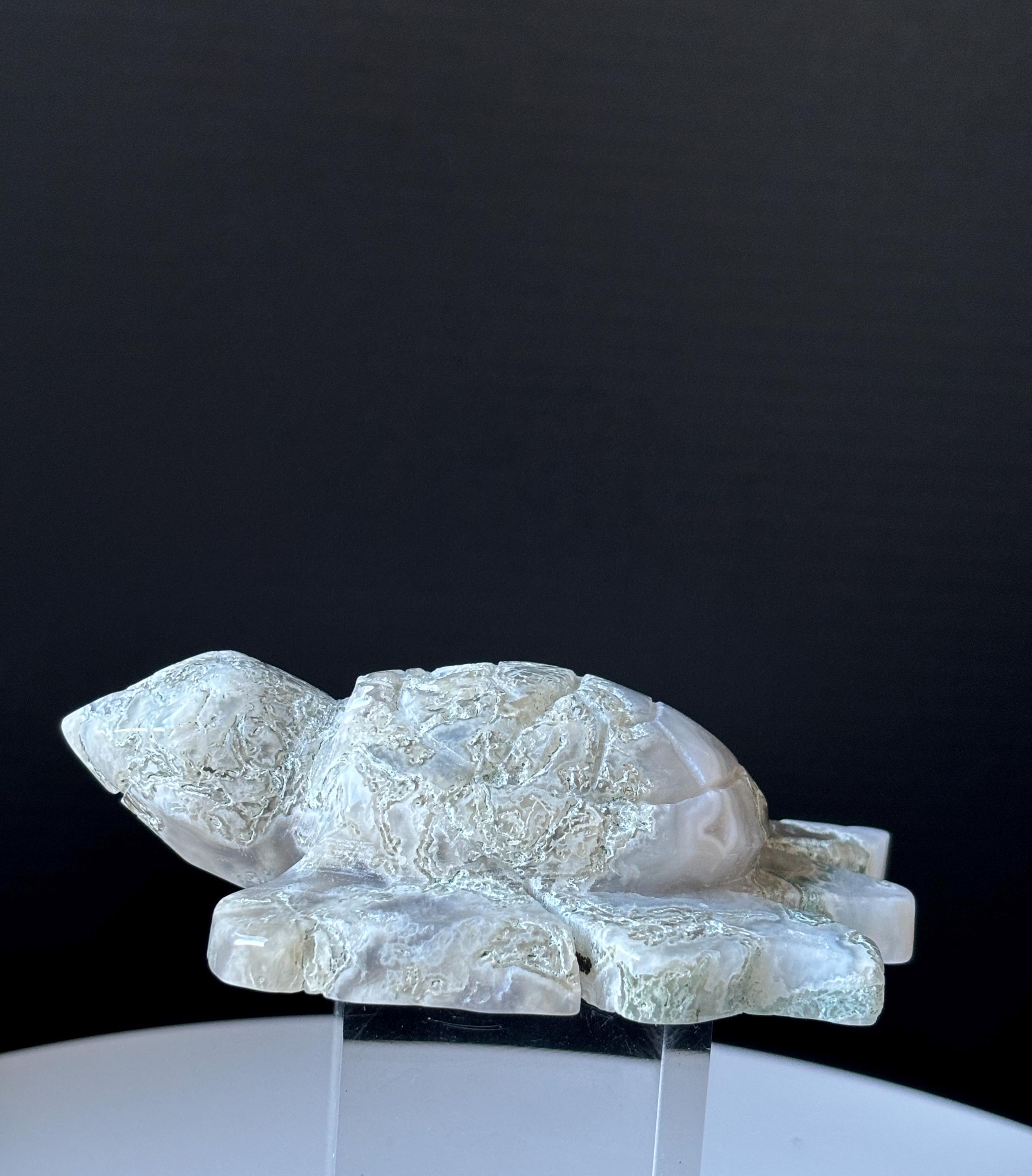 手彫りの苔瑪瑙亀水晶彫刻：天然石 - Etsy 日本