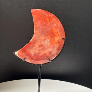 Carnelian Agate Moon Crystal Carving - Natural and Hand Carved