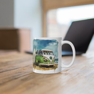 Surf Van Life Coffee Mug - 11oz Beach Vibes Cup - Retro Camper Drinkware