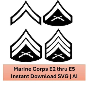 Marine enrôlé grade SVG : fichiers militaires USMC E2-E5 (fichiers numériques)