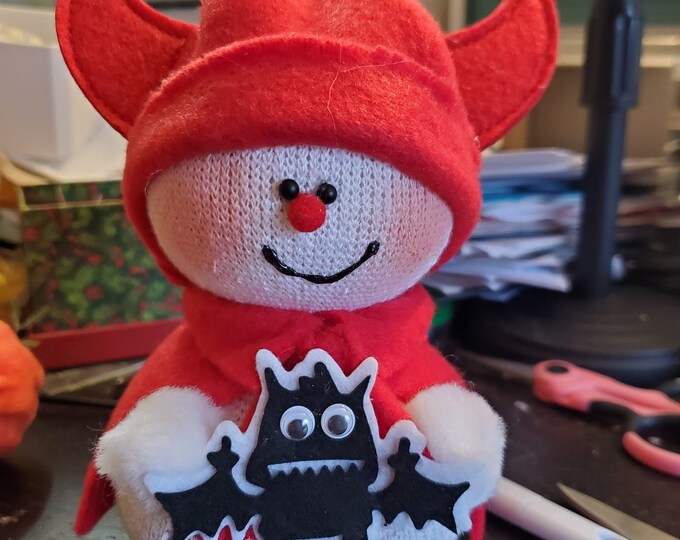 Halloween Devil with Batty Friend Snowman