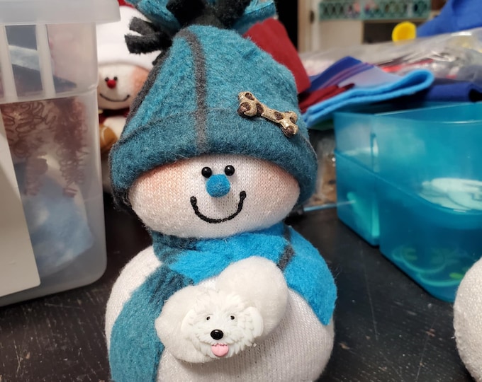 This Dog themed Poodle/Maltese Winter Snowman Sock People IS Ready to go!