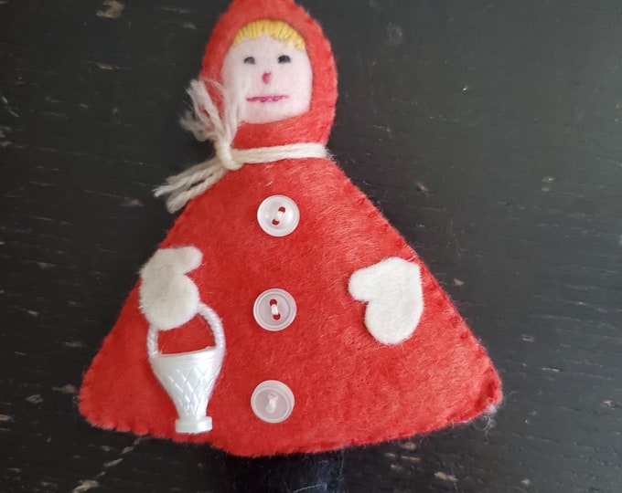 Felt Fireman Old time Ornament Red Riding Hood