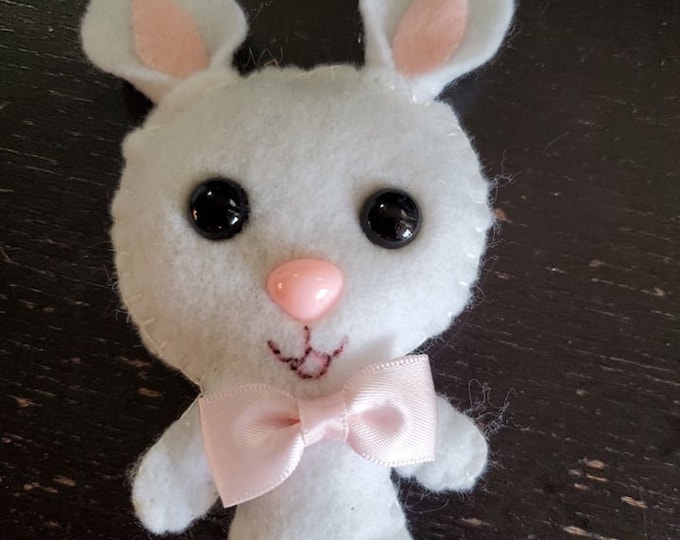 Bunny Felt Stuffies Tan White Hot Pink