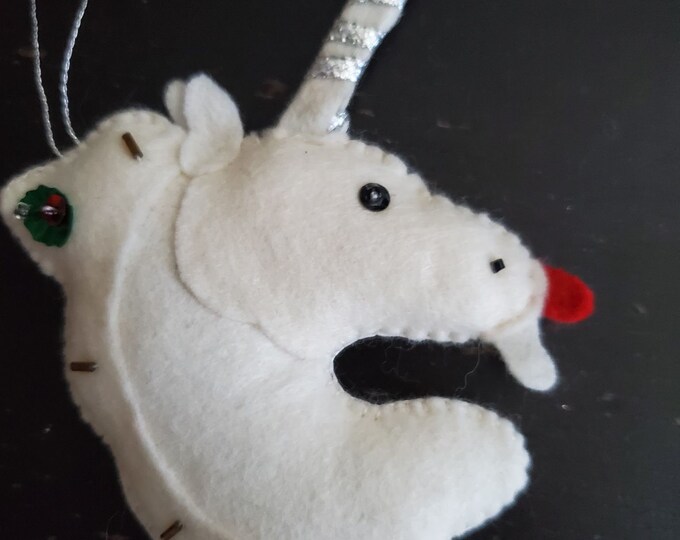 Felt White Unicorn Ornament Christmas Shower Birthday Fantasy