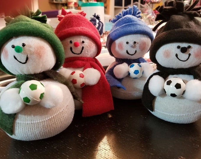 Soccer Themed Snowmen Sock People Custom