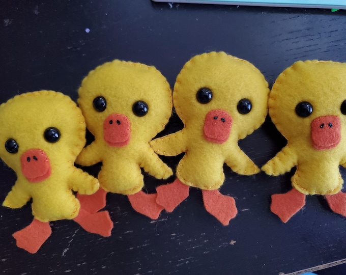 Felt Baby Chicks set of 4 Golden Yellow basket stuffies ornaments