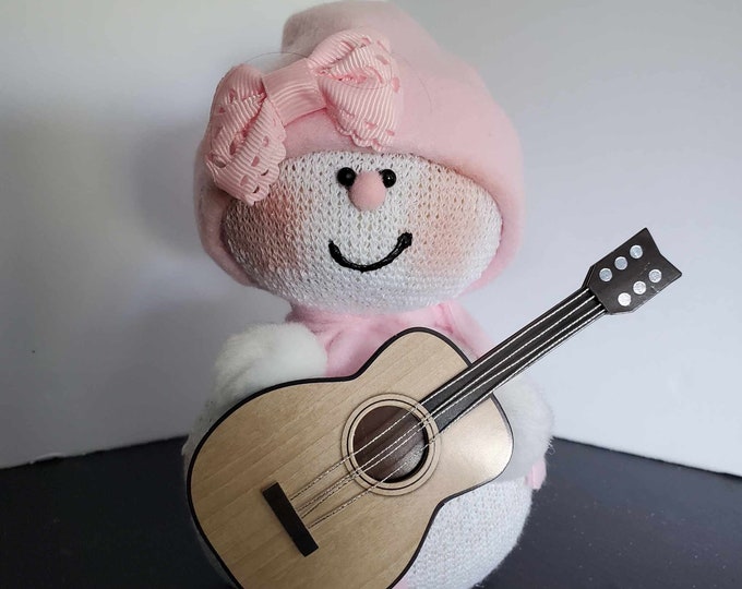 Music themed snowman guitar concert band