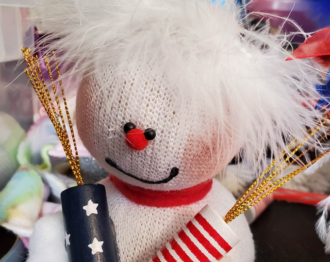 4th of July Patriotic themed Sockpeople snowmen