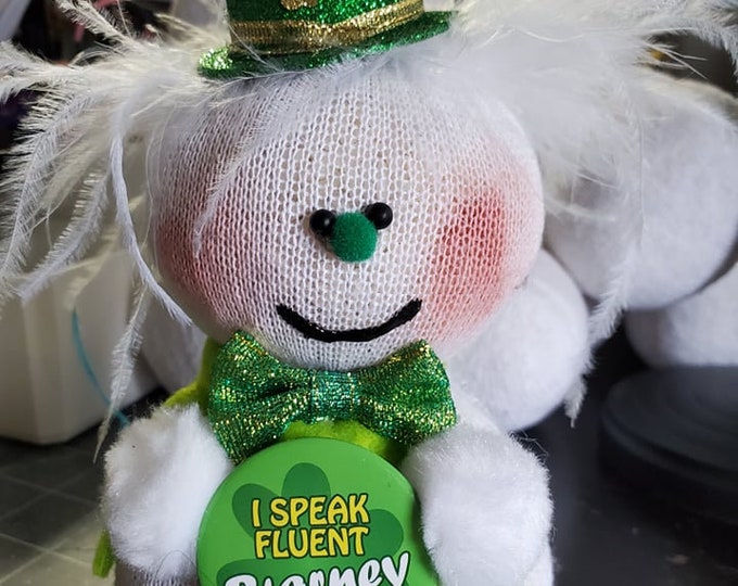 St Patricks day Snowman button bowtie hat