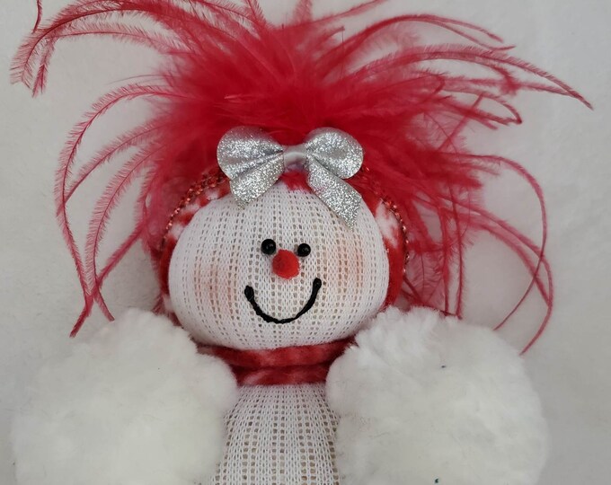 Red and white Silver Cheerleader Dance team themed Snowman