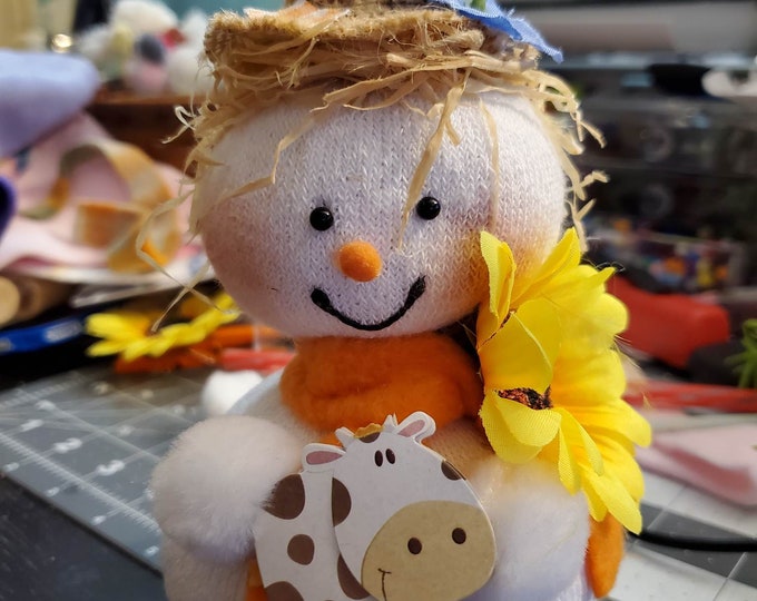 Farmer Snowman Spring Fall Cow Sunflower Sock People themed